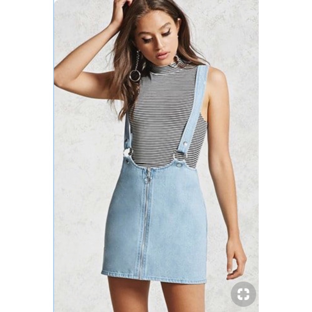 NWT- Forever 21 Overall Skirt Light Denim